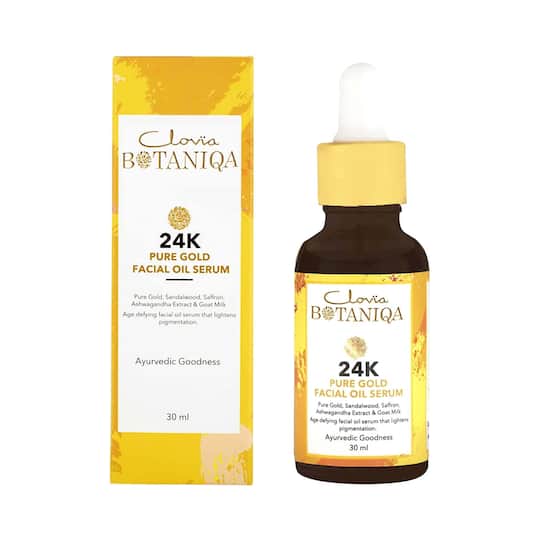 Clovia Botaniqa 24K Pure Gold Facial Oil Serum with Saffron & Goat Milk (30ml)