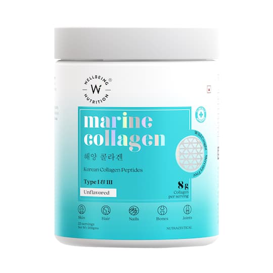 Wellbeing Nutrition Pure Korean Marine Collagen Peptides Fine Lines and Wrinkles Unflavored (200 g)