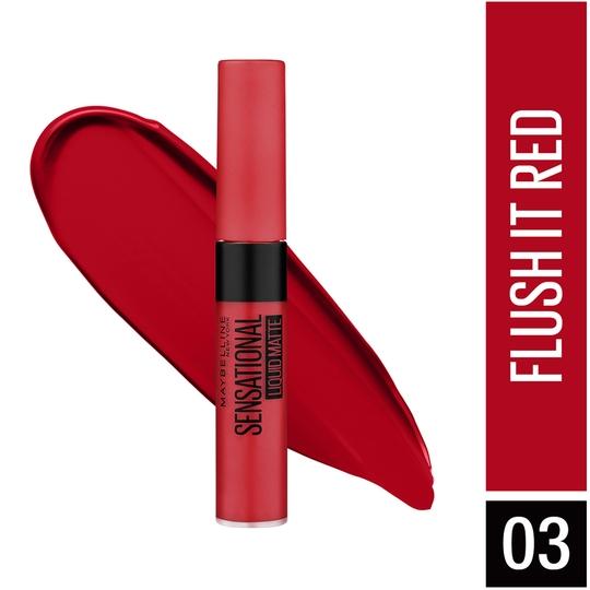 Maybelline New York Sensational Liquid Matte Lipstick - 03 Flush It Red (7ml)