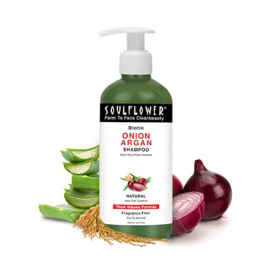 Soulflower Onion Biotin Shampoo with Aloe Vera & Plant Keratin - (300ml)
