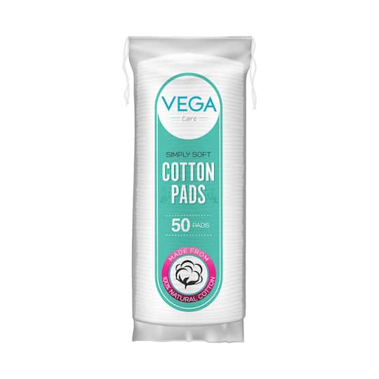 Vega Organic Cotton Pads For Makeup Remover & Face Cleansing (CP-01) (50 pcs)