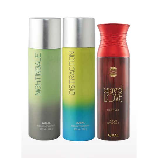 AJMAL Nightingale, Distraction And Sacred Love Deodorants - (3Pcs)