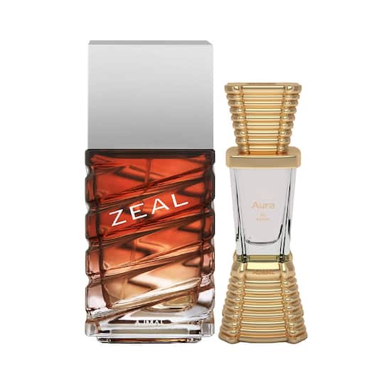 AJMAL Zeal Eau De Parfum Aquatic Woody Perfume And Aura Concentrated Perfume Oil Floral Fruity - (2Pcs)