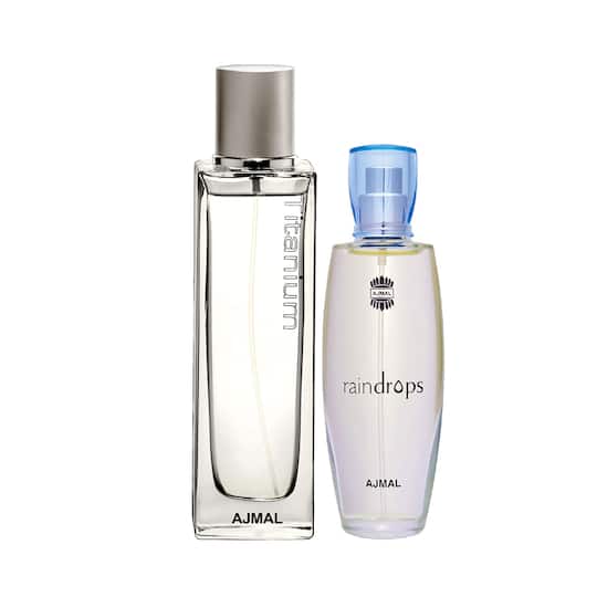 AJMAL Raindrops Eau De Parfum Floral Chypre Perfume And Titanium Eau De Parfum Citrus Spicy Perfume - (2Pcs)
