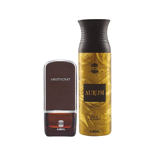 AJMAL Aristocrat Eau De Parfum Citrus Woody Perfume And Aurum Femme Deodorant Fruity Floral Fragrance - (2Pcs)