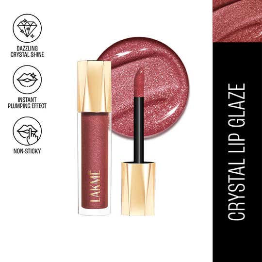 Lakme Glitterati Lip Glaze with Vegan Collagen for Glossy Lips - 303 Caramel Drizzle (5 ml)