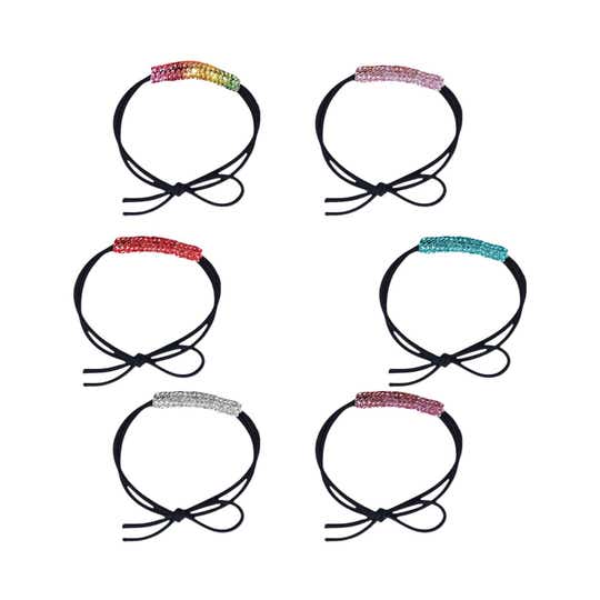 Majestique Elastic Hair Ties with Rhinestone Tubes (6 pcs)