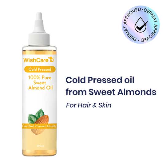 WishCare 100% Pure Cold Pressed Sweet Almond Oil (200ml)
