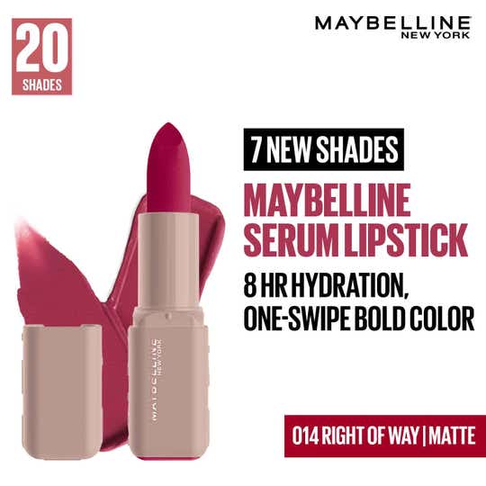 Maybelline New York Serum Lipstick Matte 1-Swipe Lush Color 8HR Hydration - Right of Way (3.4 g)