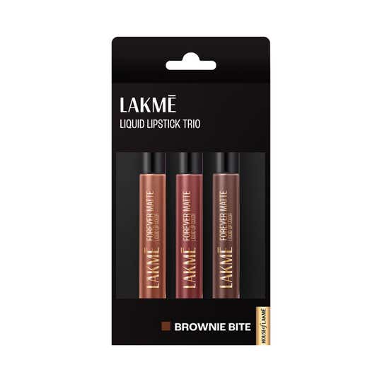 Lakme Forever Matte Liquid Lipstick Trio - Brownie Bite (3 pcs)