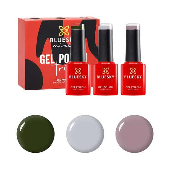 BLUESKY Mini Trio Gel Nail Polish Set - Olive Grey & Mauve (3 pcs)