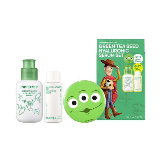 Innisfree Green team Hyaluronic Serum Set + Free Hand Mirror (3 pcs)
