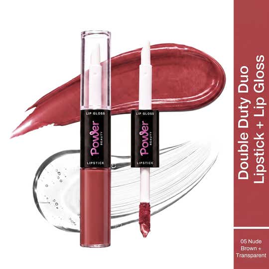 Power Beauty Double Duty Duo Lipstick + Lip Gloss  Nude Brown 05 (10.5 ml)