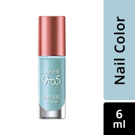 Lakme 9 to 5 Primer + Gloss Nail Color - Blue Scape (6 ml)