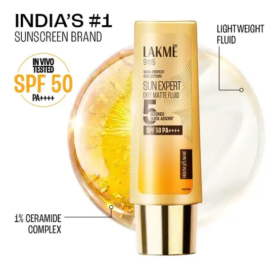 Lakme Dry Matte Sunscreen with SPF 50 PA++++ for Barrier Repair and Healthy Glow Niacinamide (50 ml)