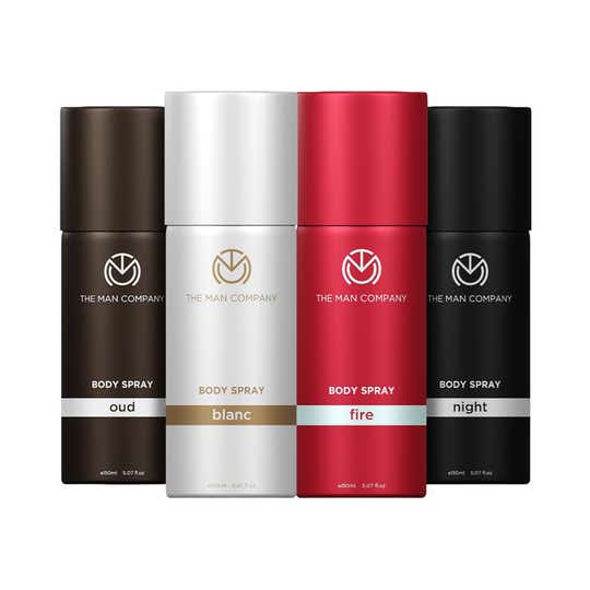 The Man Company Blanc + Fire + Night + Oud Deodorant Set for Men (4 pcs)