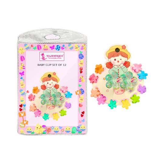 Majestique Baby Hair Clips Ties Elastic Rubber Bands Set (12 pcs)