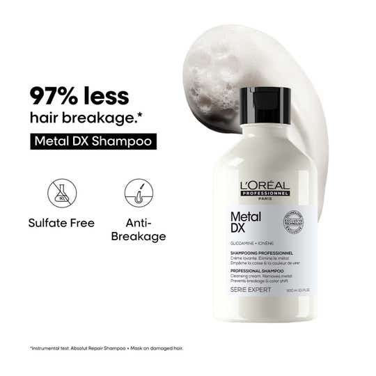 L'OREAL PROFESSIONNEL Metal DX Anti-Metal Cleansing Cream Shampoo For Hair Breakage (300 ml)