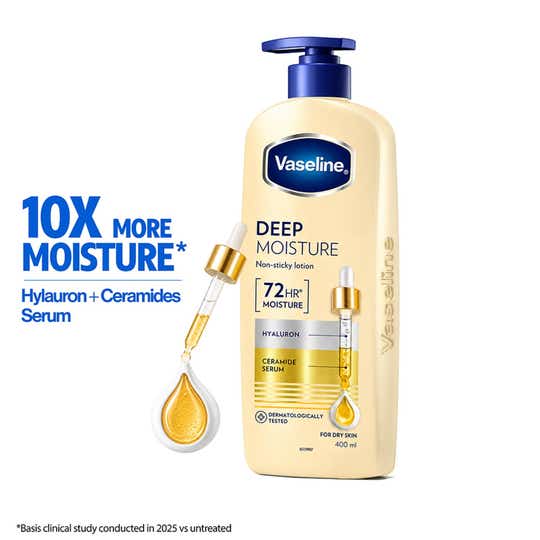Vaseline Deep Moisture Body Lotion with Ceramide Hyaluron, 10X More Moisture, For Dry Skin, (600ml)