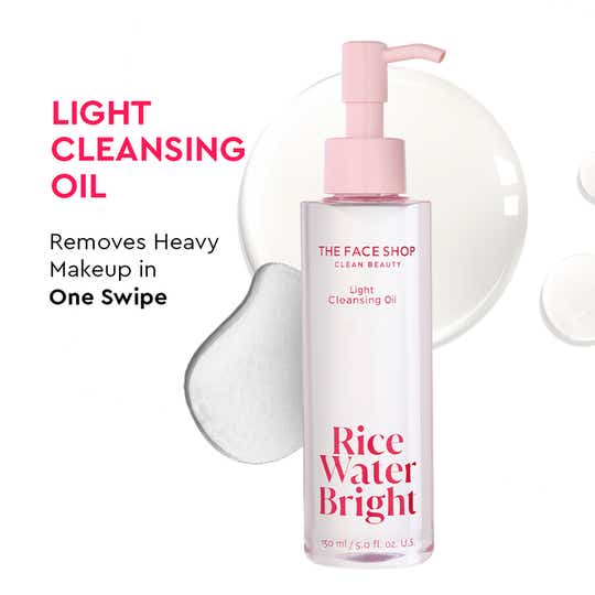 The Face Shop Rice Water Bright Light Cleansing Oil - Korean Makeup Remover for heavy makeup (150 ml)
