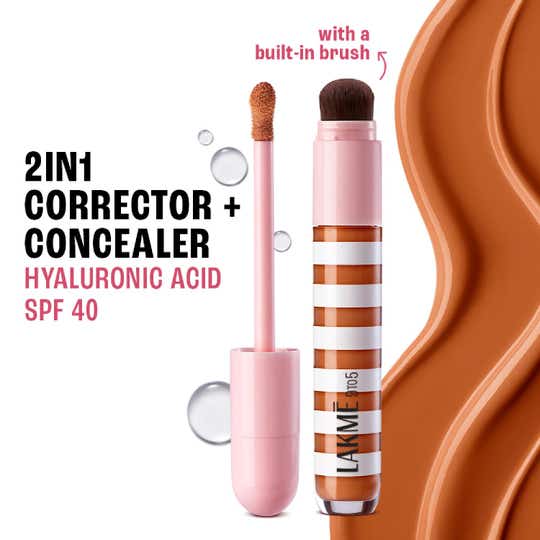 Lakme 9to5 Hya Beach Edit Color Correcting Concealer, SPF 40, Full Matte Coverage, Rich 6, (6 ml)