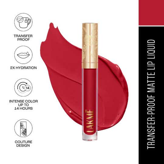 Lakme Rouge Bloom Matte Liquid Lipstick - Carnation Craze 101 (3.5 ml)