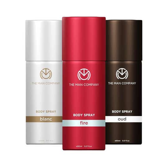 The Man Company Oud + Fire + Blanc Body Spray Combo Pack for Men (3 pcs)