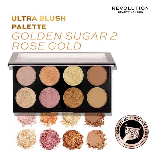 Makeup Revolution Golden Sugar Face Palette - 02 Rose Gold (12.8g)