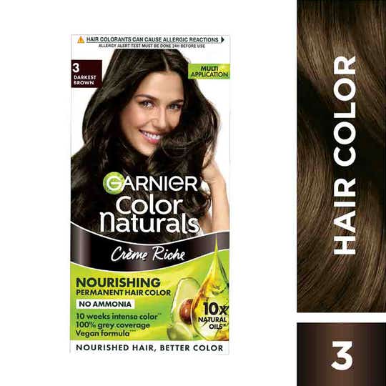 Garnier Color Naturals Creme Hair Color - Shade 3 Darkest Brown (70ml + 60g)