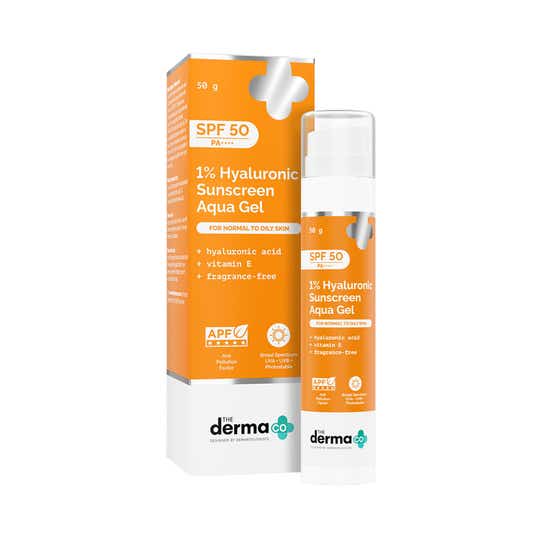 The Derma Co 1% Hyaluronic Sunscreen Spf 50 Pa+++ Aqua Gel For Long Lasting and Deep Hydration (50 g)