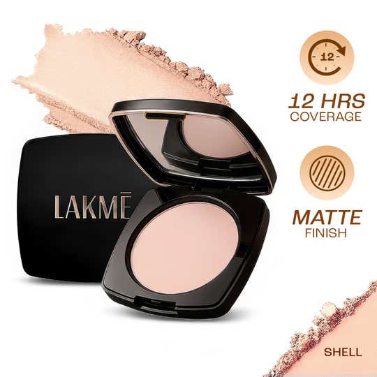 Lakme Forever Matte Compact Smooth Finish Lasts for 12 Hrs Even Toned Look - Shell (9 g)