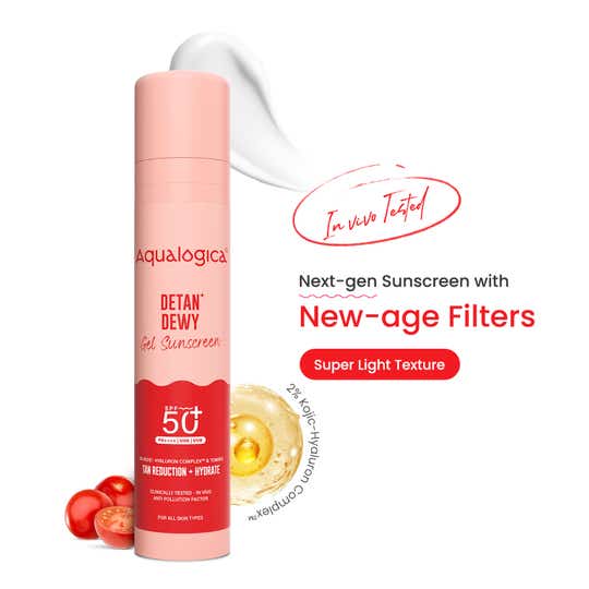 Aqualogica Detan+ Dewy Lightweight Sunscreen Gel SPF 50+ PA++++ for Normal & Dry Skin (50 g)