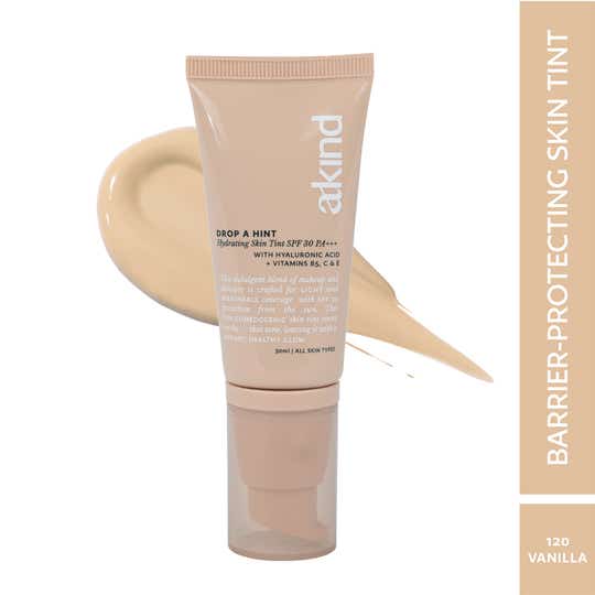 Akind Drop A Hint Hydrating Skin Tint SPF 30 PA+++ Dewy Skin & Sun Protection - 120 Vanilla (30ml)