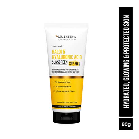 Dr. Sheth's Haldi & Hyaluronic Acid Sunscreen 50+ PA+++ (80g)