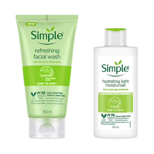 Simple Kind To Skin Refreshing Facial Wash + Hydrating Light Moisturiser (2 pcs)