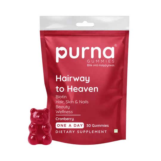 Purna Gummies Biotin Gummies For Hair, Nails & Skin - Cranberry Flavour (30 Pcs)