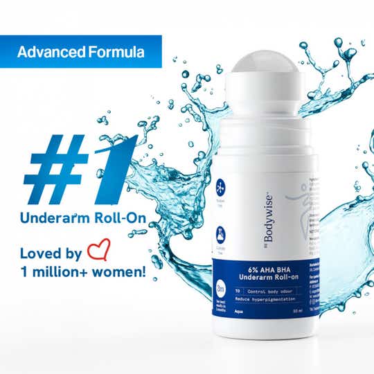 Be Bodywise 6% AHA BHA Underarm Roll On - Advanced Formulation- Aqua (50ml)