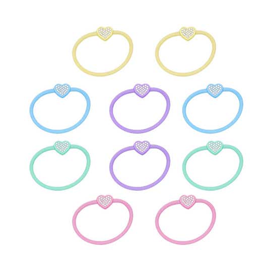 Majestique Pastel Hair Tie Rubber Bands with Charms (10 pcs)