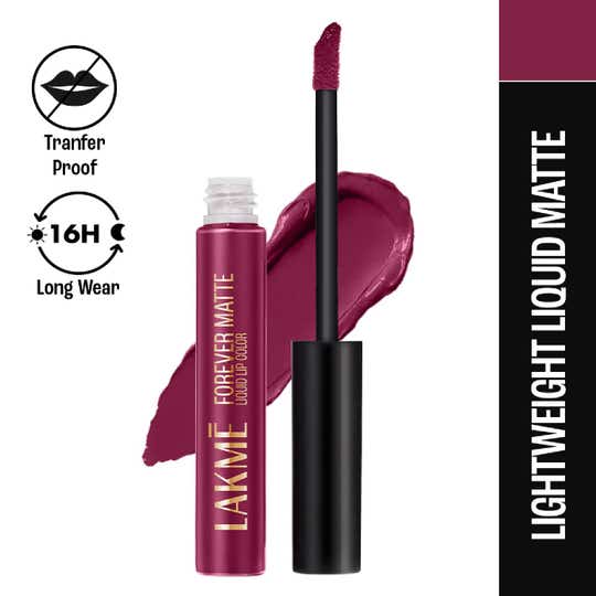Lakme Forever Matte Liquid Lip 16hr Lipstick Lightweight & Transferproof - Red Wine (5.6 ml)
