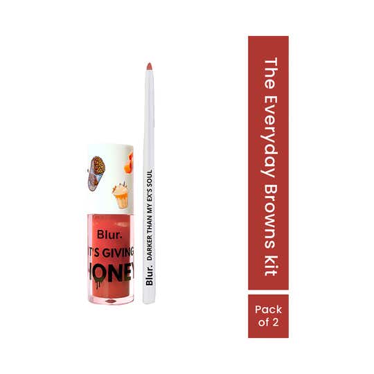Blur India Lip Oil & Lipliner Combo - Caramel & Nude Brown (2 pcs)