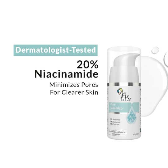 Fixderma Pore Minimizer Face Serum with 20% Niacinamide for Deep Hydration & Skin Soothing (10 g)