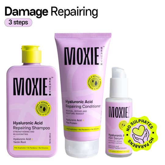 Moxie Beauty The HydroRepair Routine for Dry & Damaged Hair - Shampoo, Conditioner & Serum (3 Pcs)