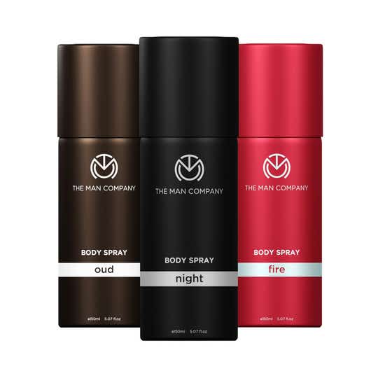 The Man Company Oud + Fire + Night Body Spray Combo for Men (3 pcs)
