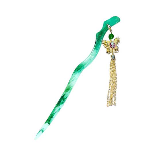 Majestique Elegant Chinese Style Hair Stick for Bun & Juda - Green