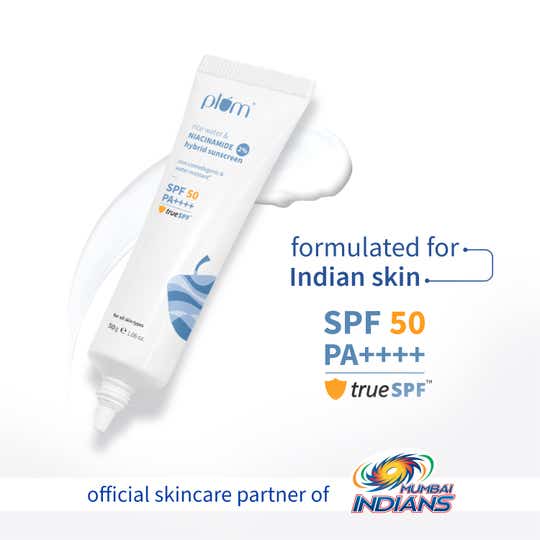 Plum 2% Niacinamide & Rice Water Hybrid Face Sunscreen With SPF 50 PA+++ (50g)