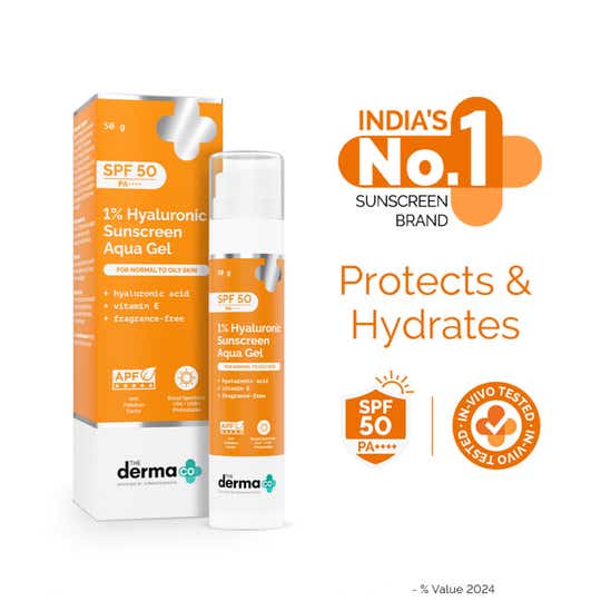 The Derma Co 1% Hyaluronic Sunscreen Spf 50 Pa+++ Aqua Gel For Long Lasting and Deep Hydration (50 g)