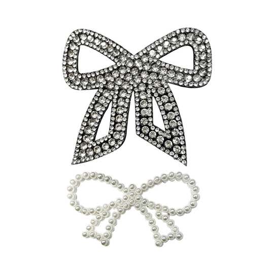 Majestique Pearl Crystal Bow Hair Clips (2 pcs)