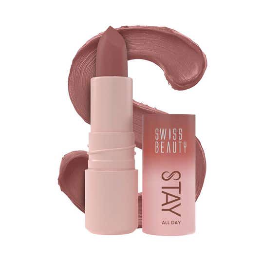 Swiss Beauty Stay All Day Lipstick with Vitamin E & Shea Butter - 1 Pouty (4 g)