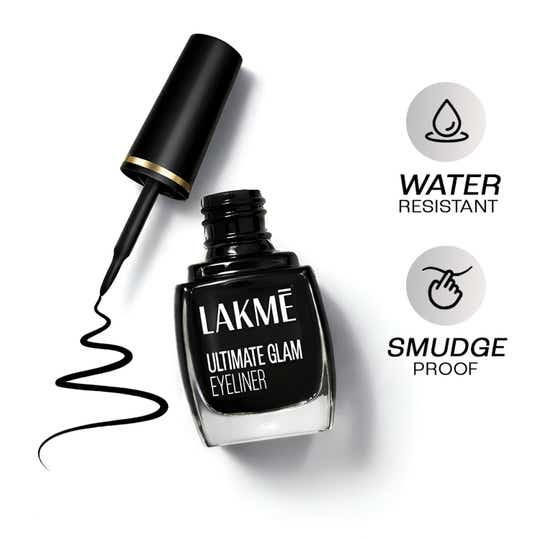 Lakme Ultimate Glam, Eye Liner, Quick Drying, Water Resistant, Smudgeproof, Black - (9 ml)