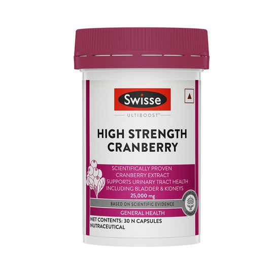 Swisse High Strength Cranberry for PCOS, PCOD & UTI - 25000mg Cranberry Extract (30 Tablets)